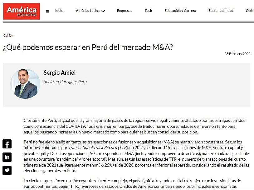 Qu podemos esperar en Per del mercado M&A?